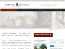 Tablet Screenshot of demeures-et-proprietes-de-france.com